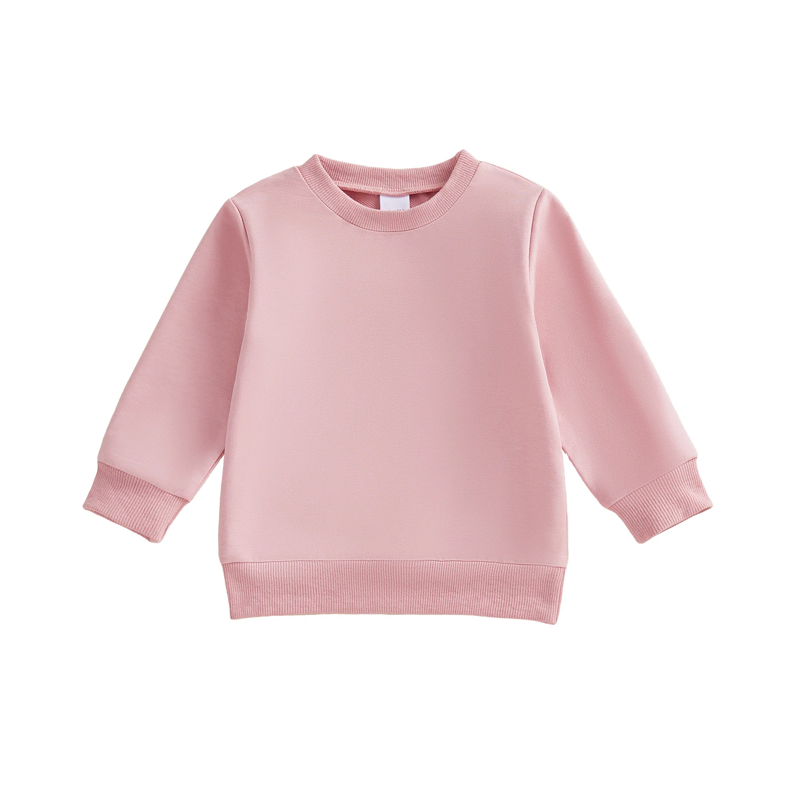 

Toddler Baby Fall Sweatshirt Casual Loose Fit Stylish Solid Color Crew Neck Long Sleeve Pullover Tops