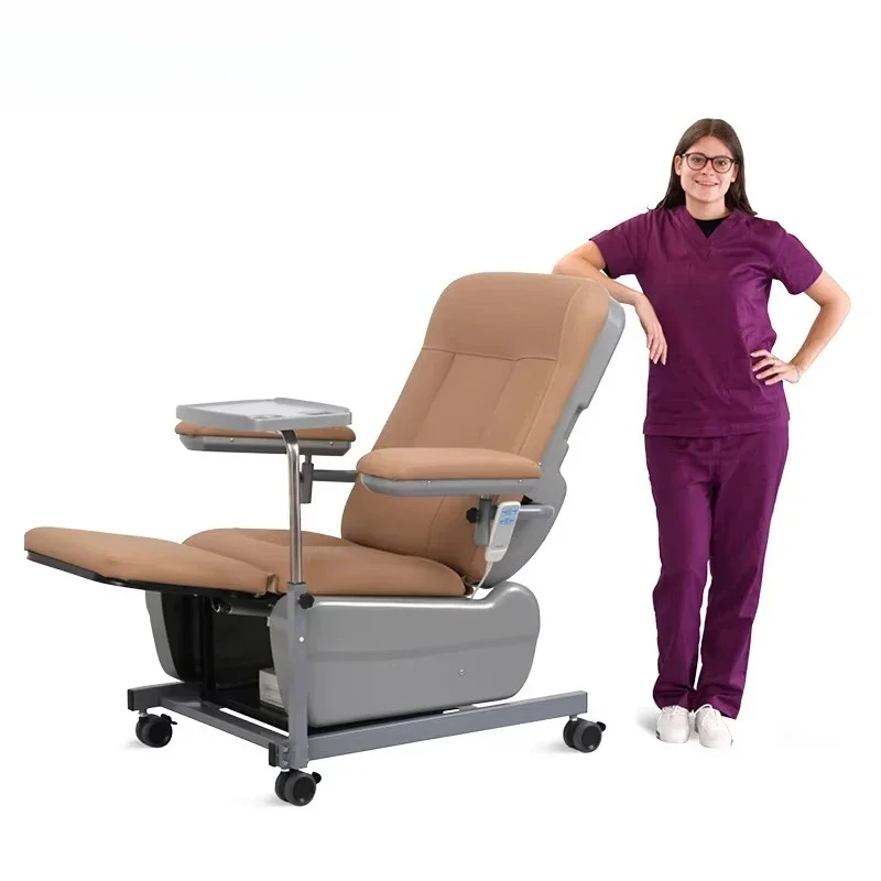 Function Electric adjustable patient infusion Reclining dialysis chair with wheels