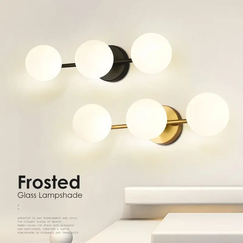 

Скандинавские внутренние светодиодные настенные светильники Декор для спальни, гостиной G9 7 Вт, матовый стеклянный шар, светодиодные настенные светильники, настенный бра, светильник