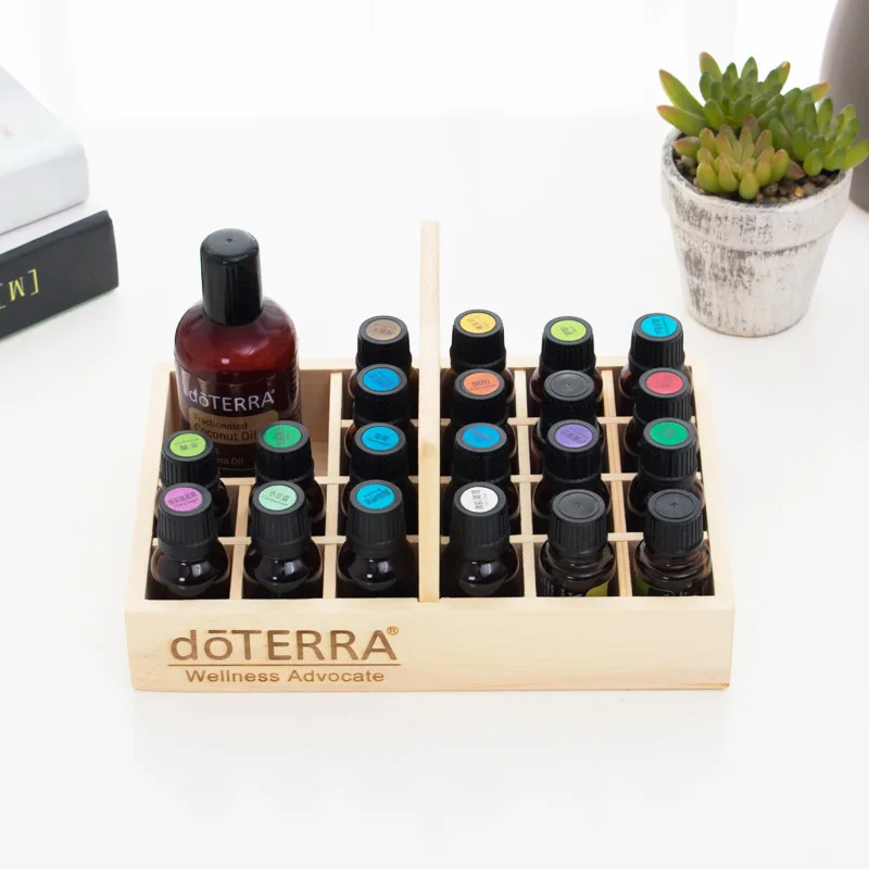 For doTerra 21 Slots Essential Oil Wooden Storage Box Carry Organizer Essential Oil Bottles Aromatherapy Container Case