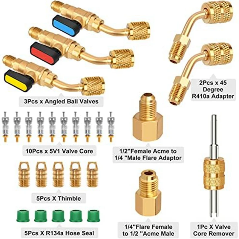 1Set Air Conditioning Angle Ball Valve Replacement Parts For R410A R134AR12 R22 AC HVAC For Mini Split System