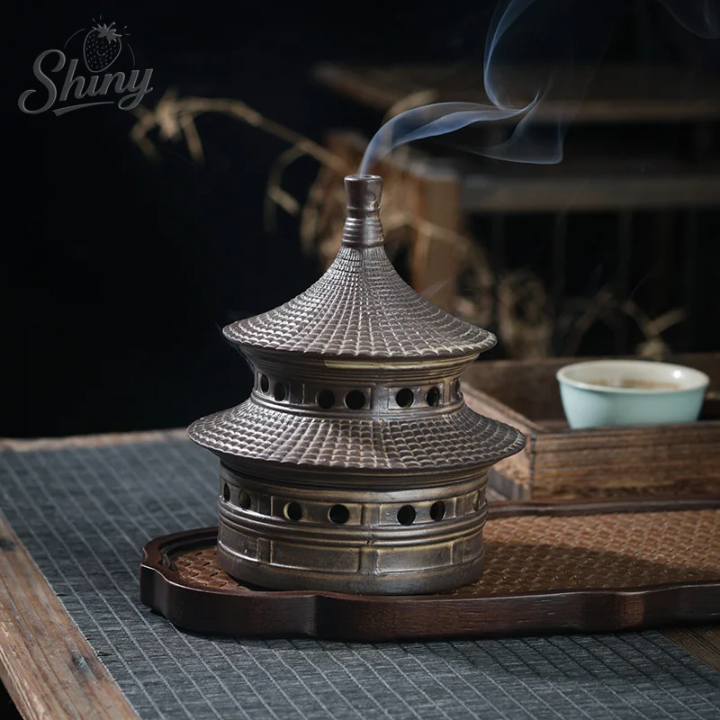 

Retro Ceramic Creative Tiantan Incense Burner Pagoda Incense Burner Home Tea Room Decoration Desktop Ornaments