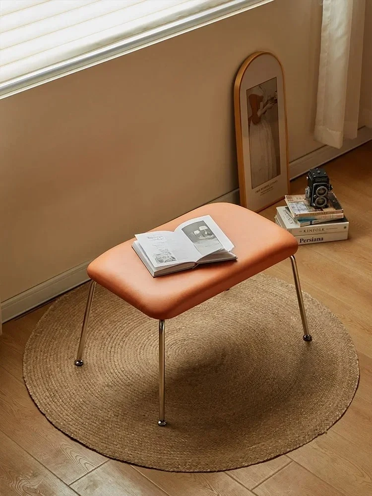 

Технологический кожаный табурет для пеленания обуви из нержавеющей стали, магазин одежды, примерочная, специальный легкий, роскошный табурет для отдыха