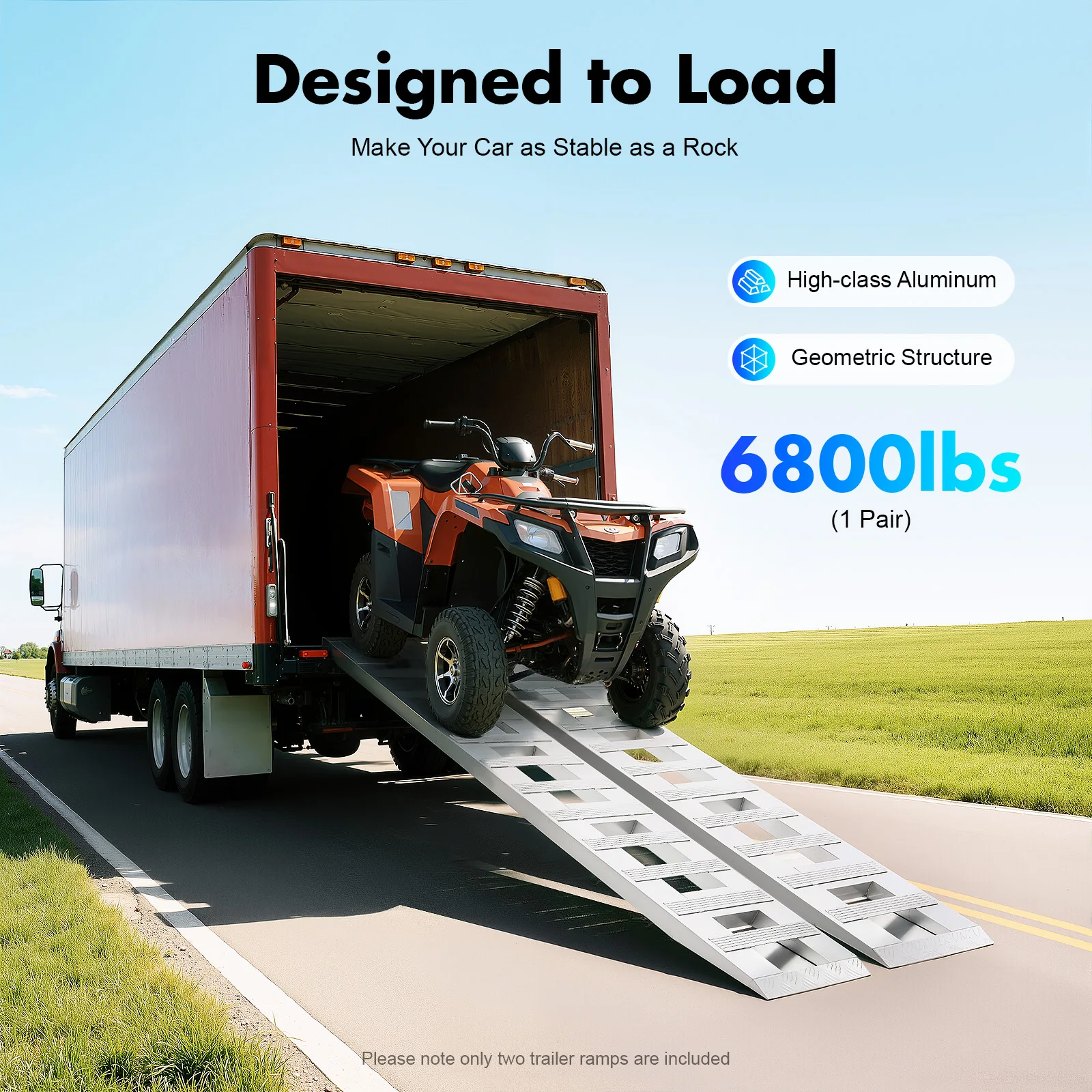 

6800lbs Aluminum Alloy Shed Ramp Metal Shed Ramp Truck Trailer Ramp 1500lbs Folding Shed Ramp with 4 Straps Unloading Car, Motor