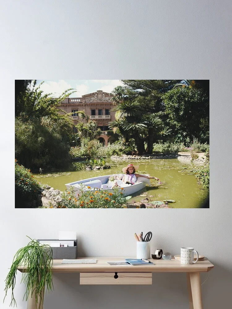 Slim Aarons Donna Fabrizia Lanza Di Mazzarino, Sicily, Print Art Canvas Poster,Living Room , Home Wall Decor Picture
