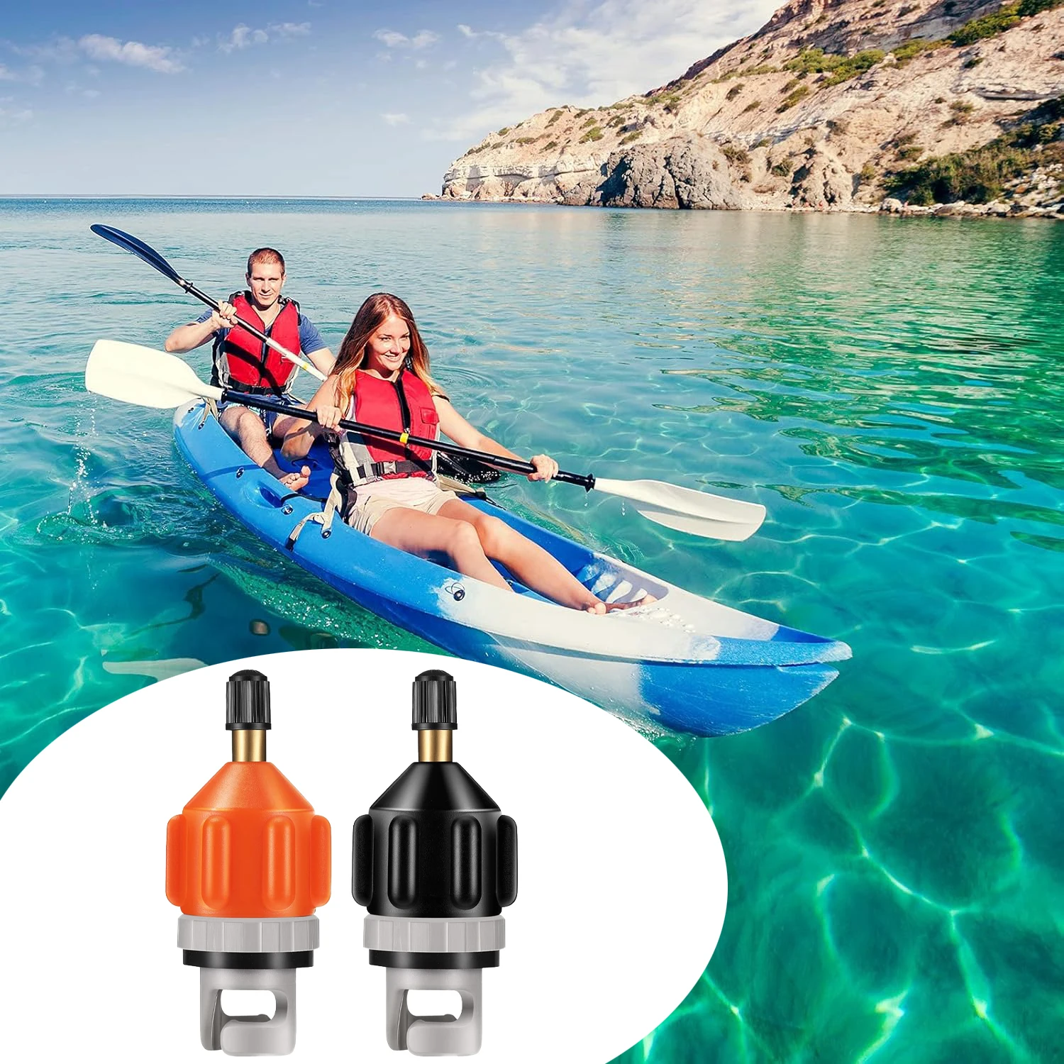 

2Pc Inflatable Boat SUP Pump Adaptor Air Pump Converter for Inflatable Kayak Rowing boat Stand Up Paddle Board Air Valve Adaptor
