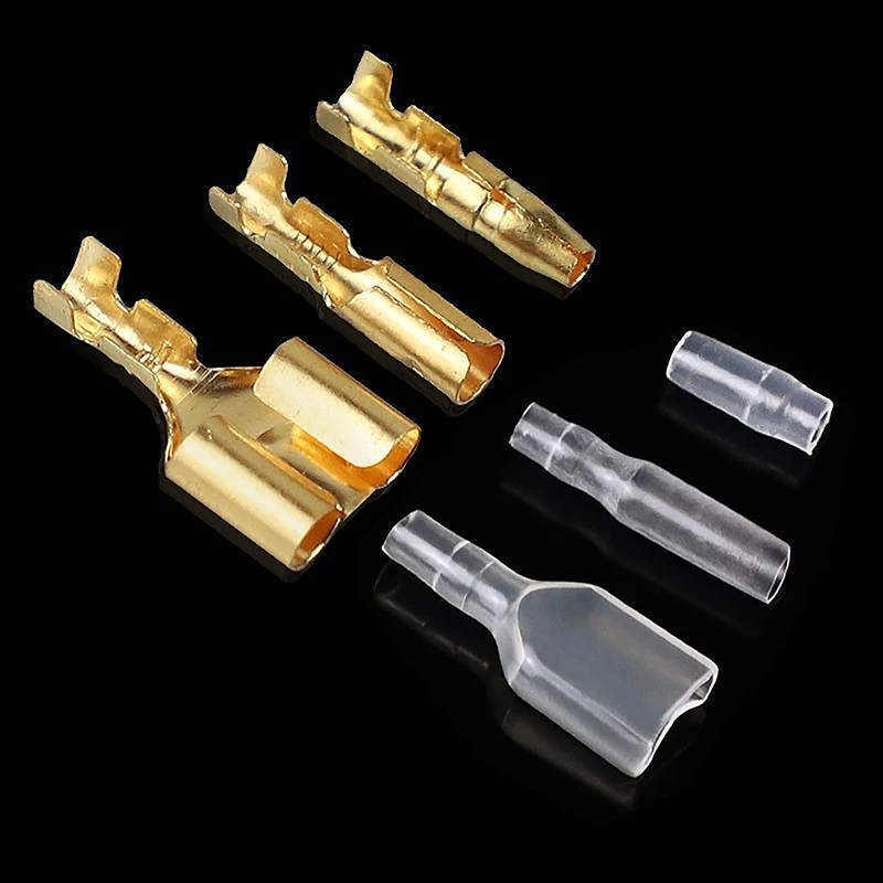 60PCS Car Electrical Wire Connector Diameter 4mm Female Male And Case Cold Press Terminal 1in2out  Crimp Terminal