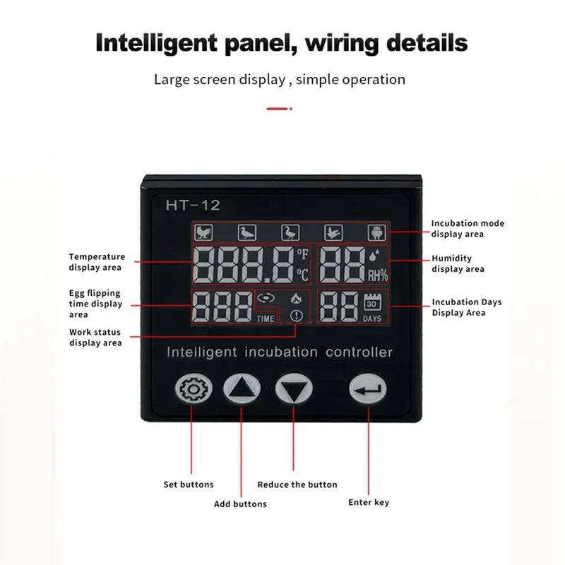 

A10R HT-12 ЖК-экран Контроллер температуры и влажности Контроллер солнечного инкубатора Контроллер температуры Таблица управления