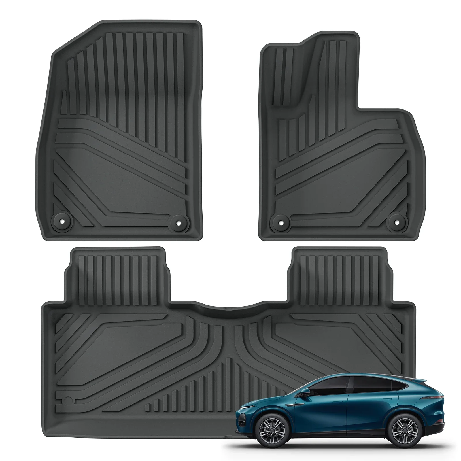 Für Xpeng G6 2023 2024 Autofußmatten Kofferraumauskleidung Kofferraummatte TPE 3D Fußmatte Allwetter SCHWARZ – Detail 14