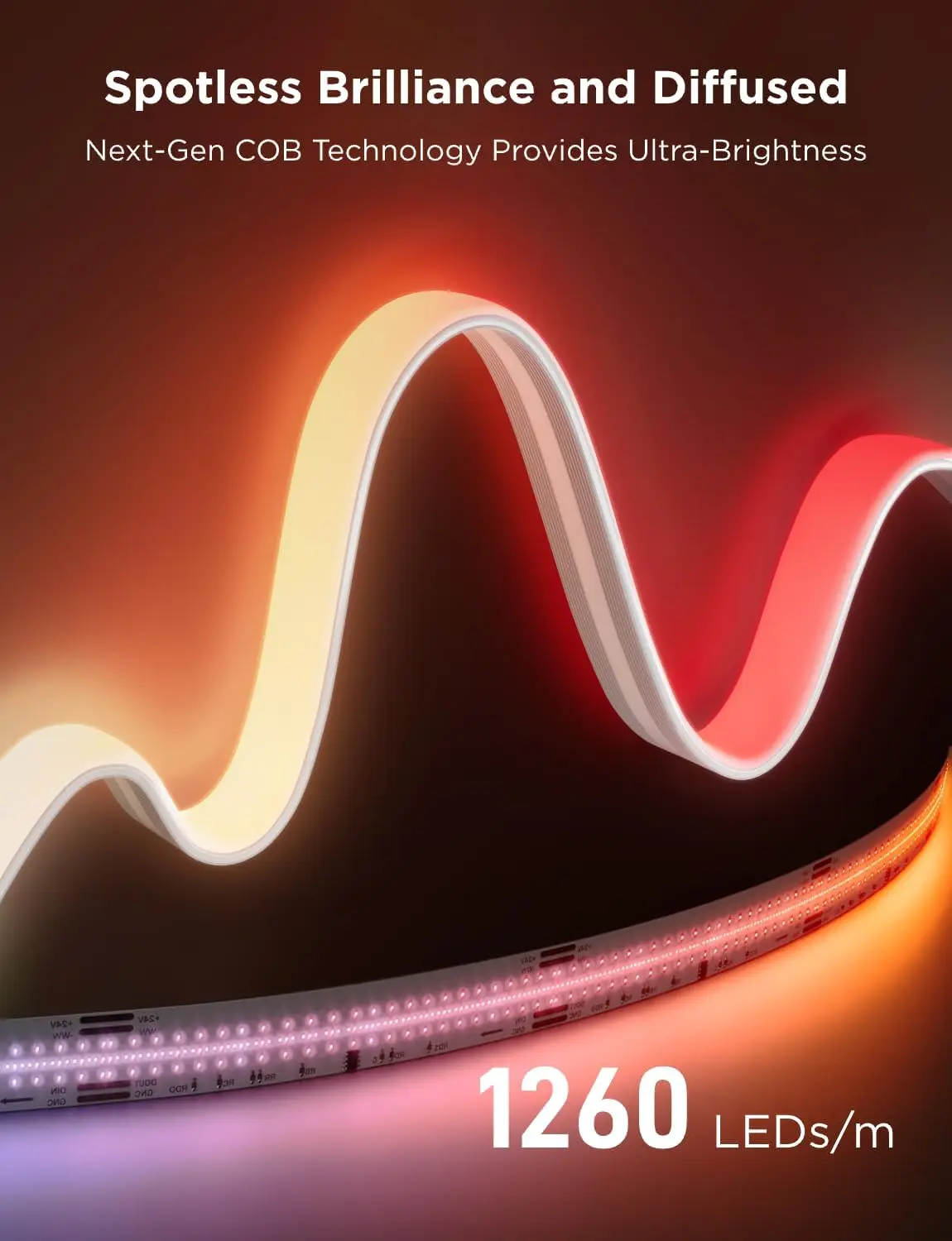 Smart LED Strip Light with Alexa & Google Assistant, RGBICW Color Changing, 9.8ft for Bedroom Decor