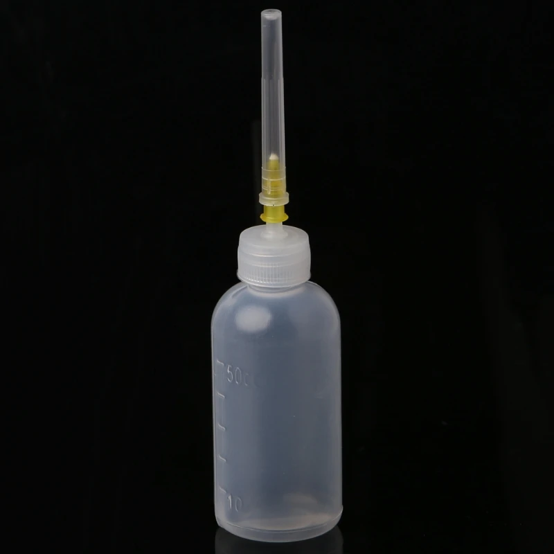 Botella de Alcohol líquido de plástico para dispensador de colofonia, pasta fundente de soldadura para teléfono, limpieza de PCB, herramientas de reparación de soldadura, 50ML, 1/5 piezas