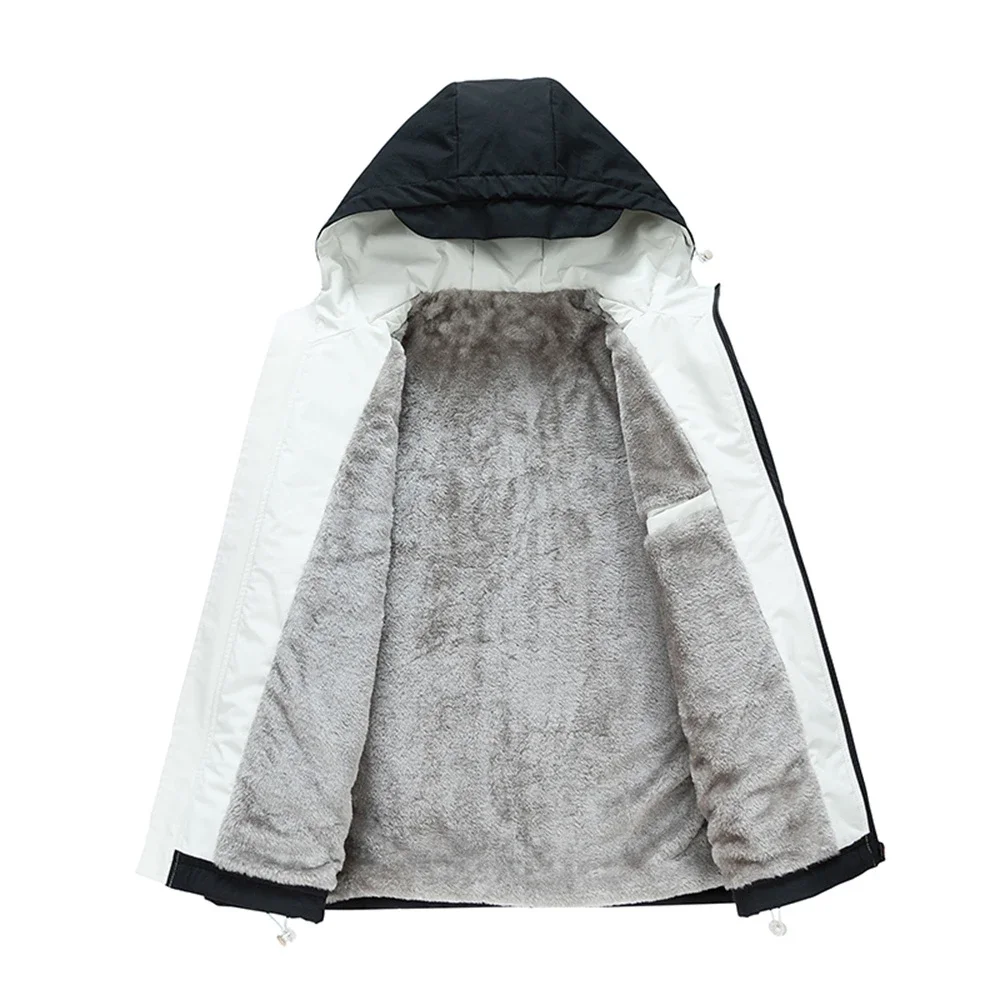 الخريف/الشتاء الصوف مبطن الدافئة مقنعين سترة الرجال حجم كبير M-8XL الرياضة في الهواء الطلق يندبروف مقاوم للماء رشاقته عمال جاكيتات #5