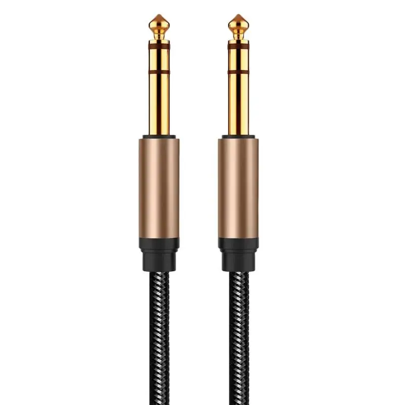 PVC And Nylon Braided Cover Stereo Audio Cable 6.5 To 6.5 Jack Adapter Anti Corrosion For Electric Drums Mixers Power Amplifiers