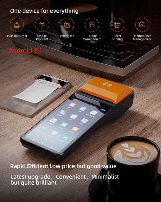 Android 13 Mobile Handheld semua dalam satu mesin Terminal Pos dengan Printer layar sentuh Point of Sale Android Pos sistem