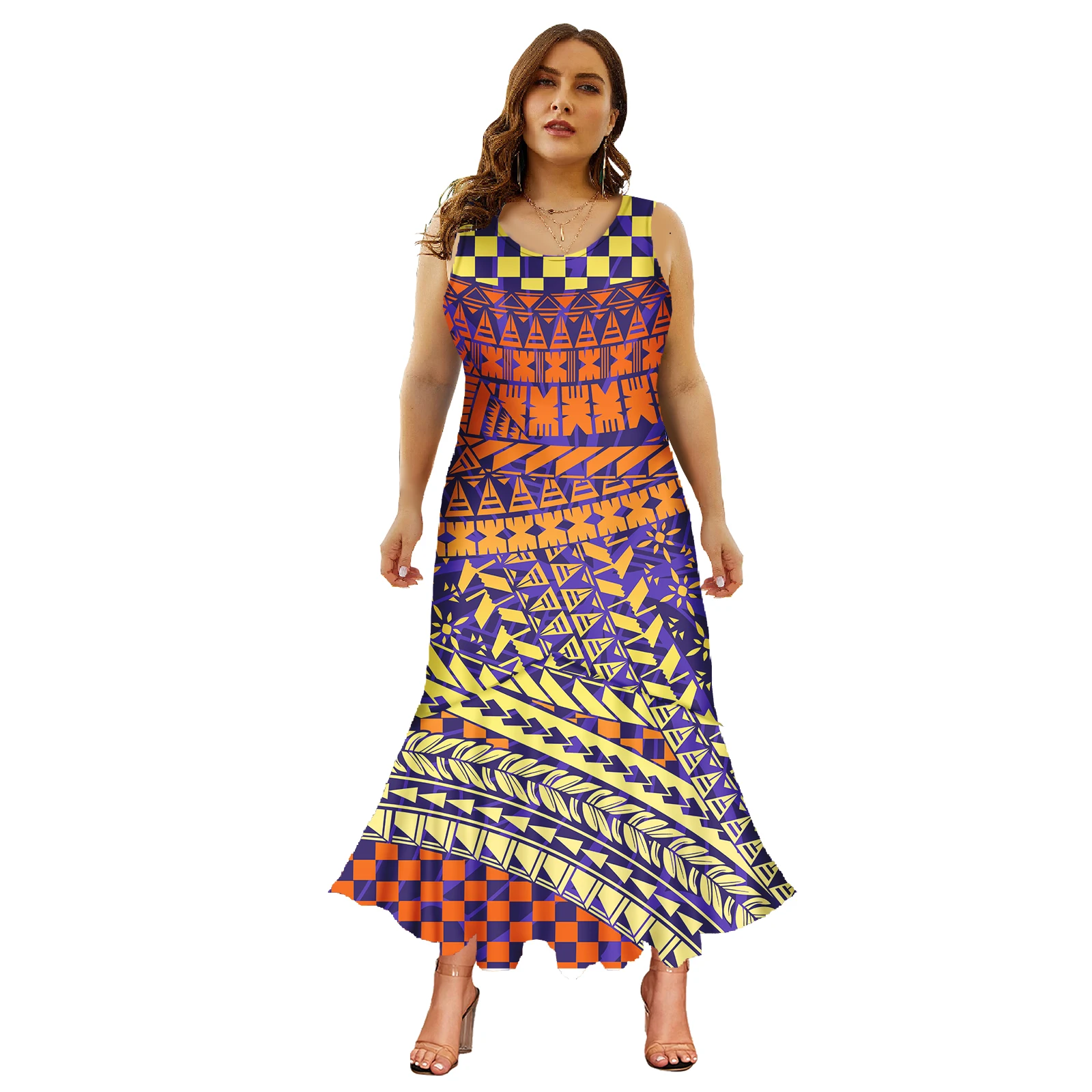 High Fashion Luxury Cocktail Dresses Polynesian Tribal Clothing Pattern Custom Print Samoan Plus Size Mermaid Dresses 7XL