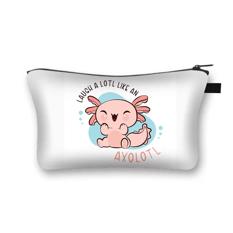 Cute Animal Sea Otters Axolotl / Ferret Pattern Cosmetic Bag Women Makeup Bags Zipper Cosmetic Cases Girl\'s Lipstick Holder Gift
