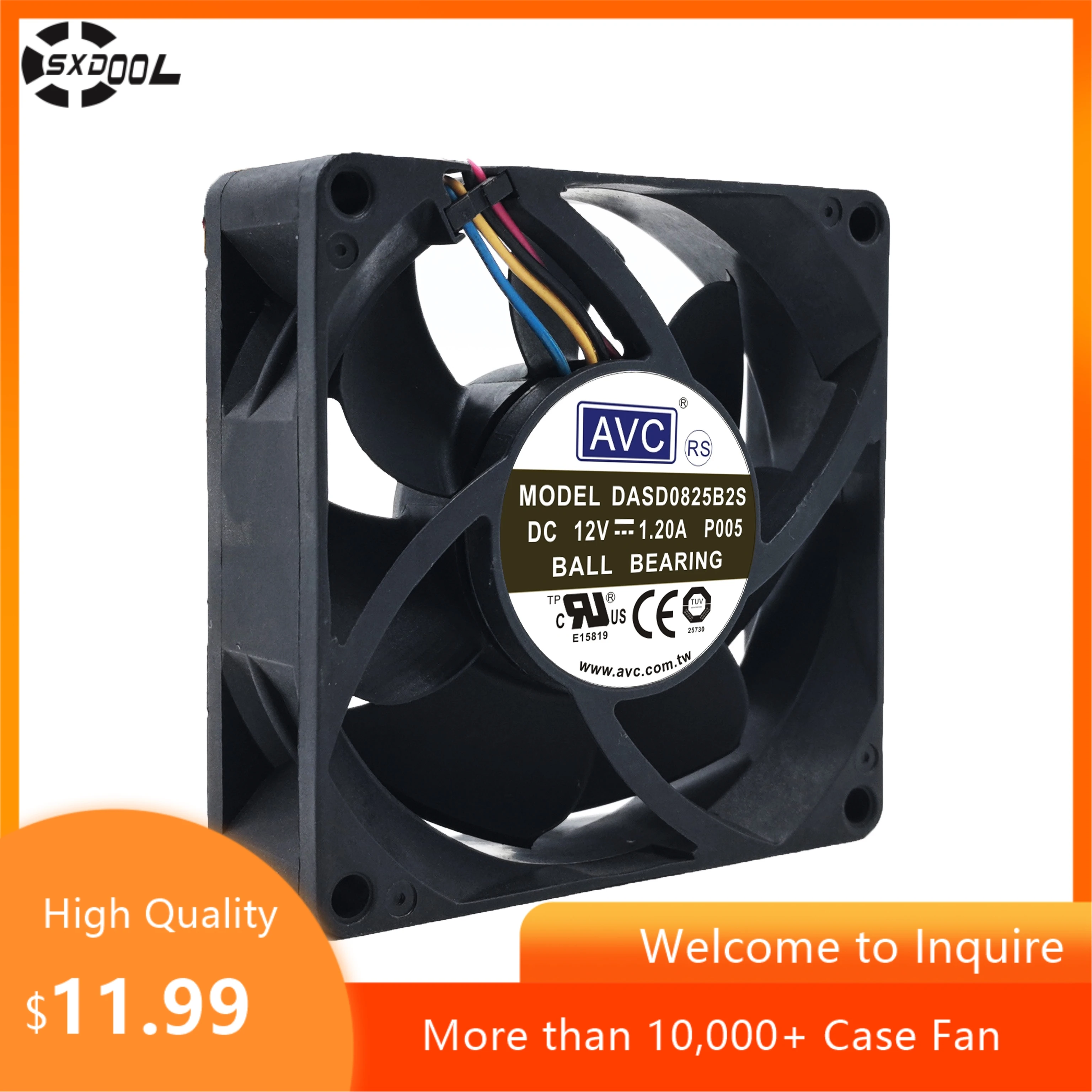 

for AVC DASD0825B2S 80mm 12V 1.20A High-Speed Server Cooling Fan PWM, Dual Ball 80x80x25mm for Server Chassis