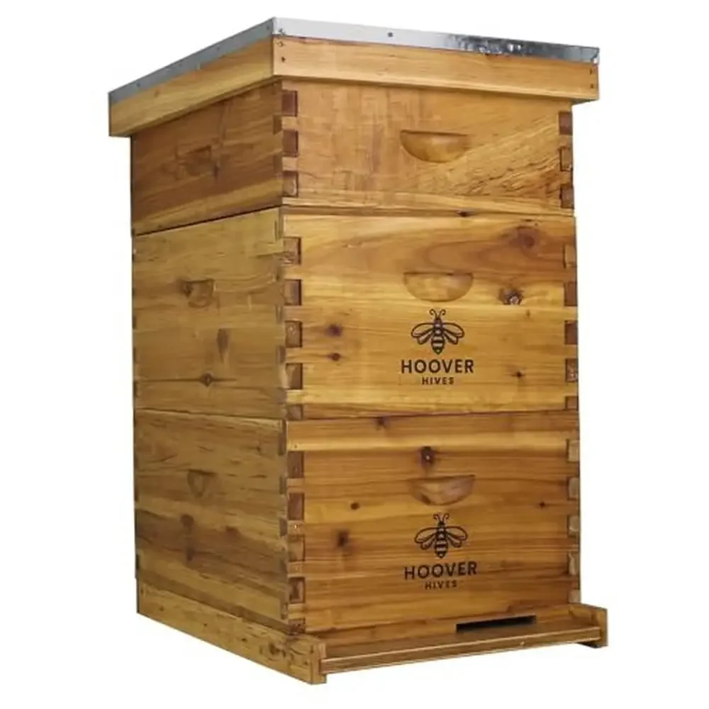 

Fully Assembled Beeswax Coated Langstroth Beehive 10 Frame Kit 2 Deep Brood Boxes 1 Medium Super Quality Dovetail Joints Fir