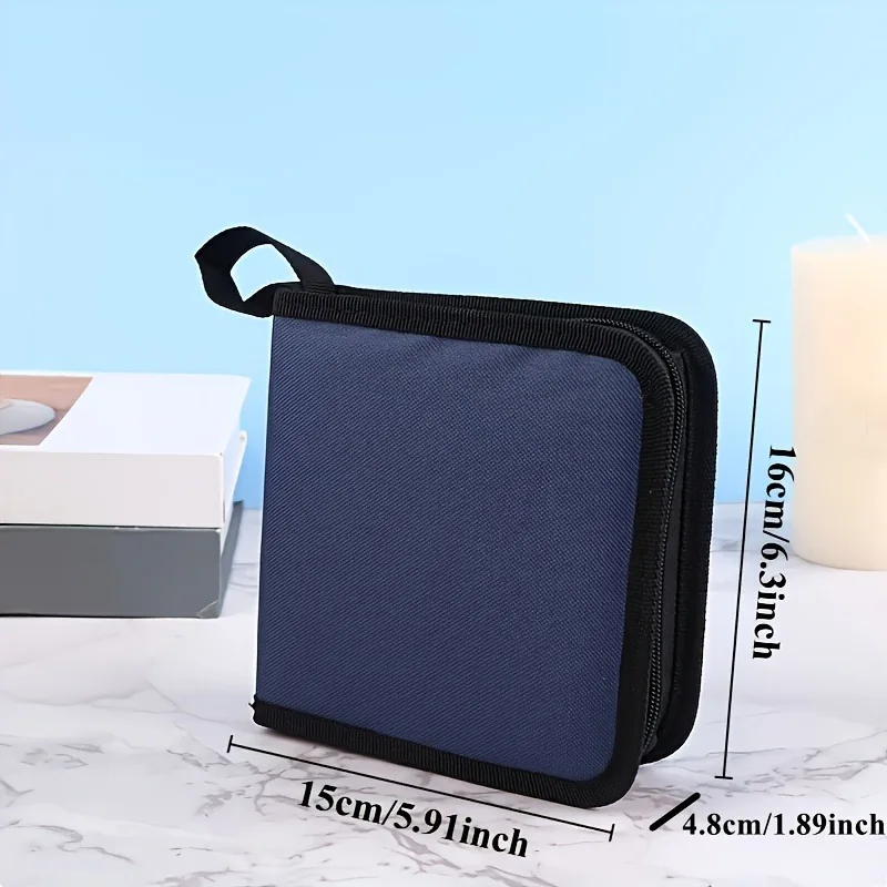 Zipper Discs Storage Case, Holds 40 CDs/DVDs, Portable Discs Case Holder, Wallet Disc Storage Binder For Car