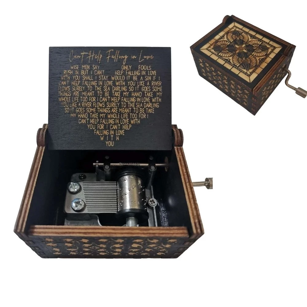 Can't Help Falling in Love Wooden Hand Crank Music Box Birthday Present Valentine's Day Gifts for Girlfriend to My Wife