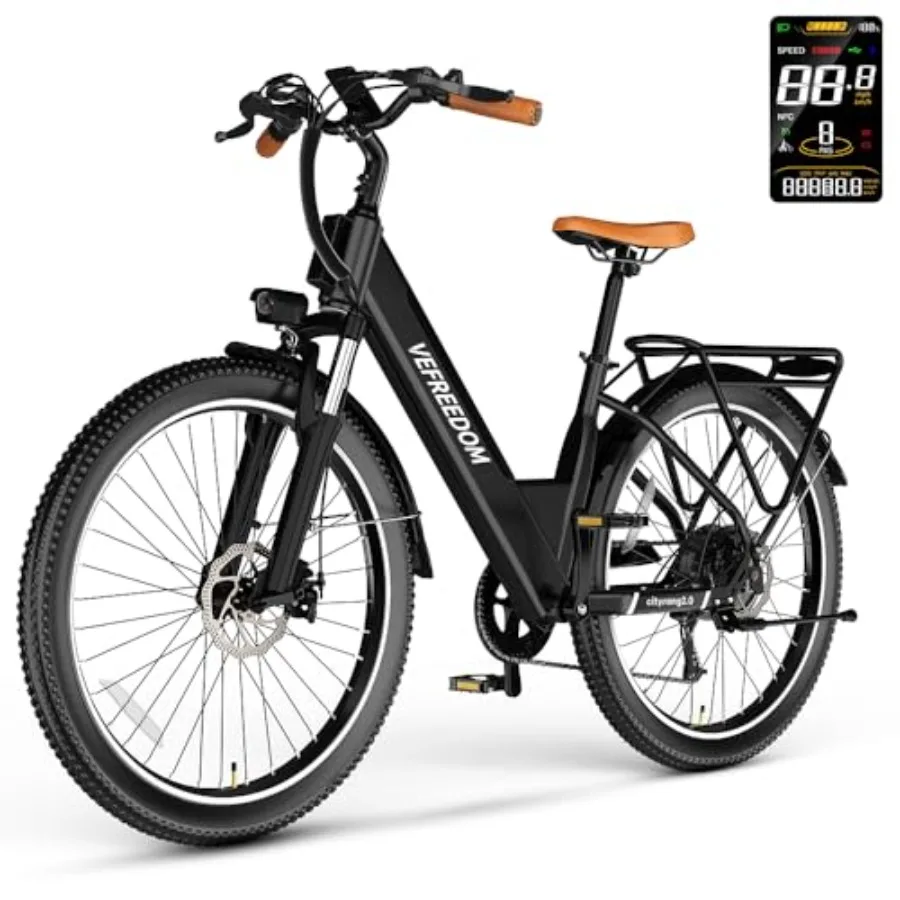 

Electric mountain e-bike for adult commute, beach, snow; aluminum alloy frame; matte black; 1000W/1500W peak power, 80-mile ran