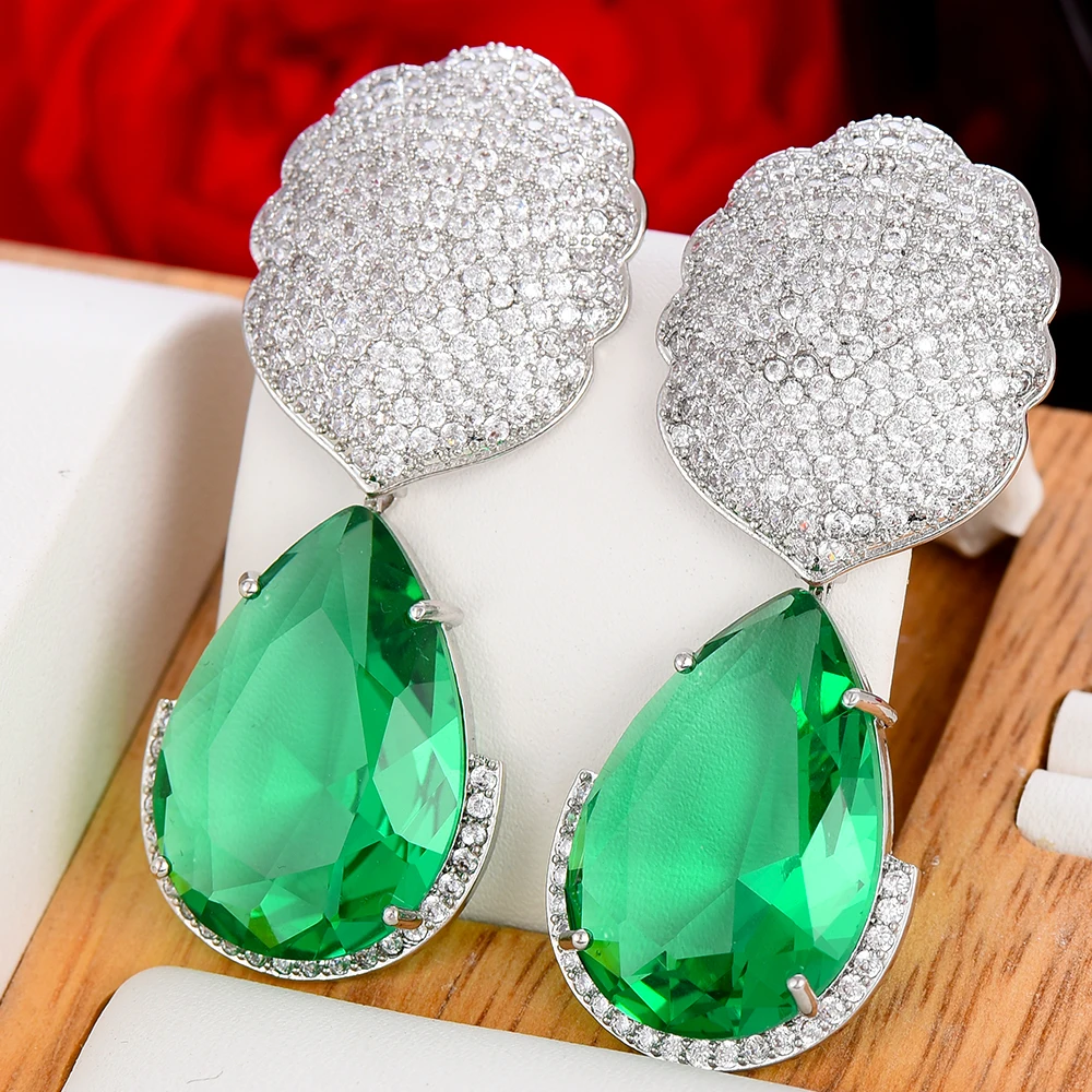 

Siscathy Fashion Luxury Crystal Cubic Zircon Hanging Earrings For Women Wedding Party Anniversary Jewelry Valentine's Day Gifts