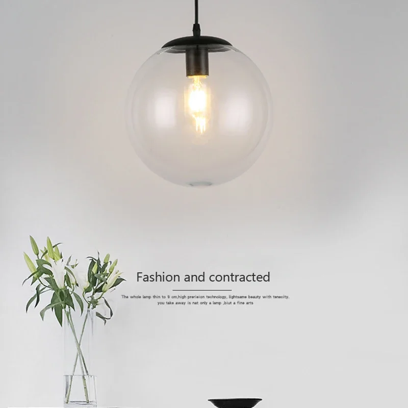 Nordic pendant lamp glass ball pendants restaurant bar clothing creative personality cafe clear glass pendant bulbs Room Decor