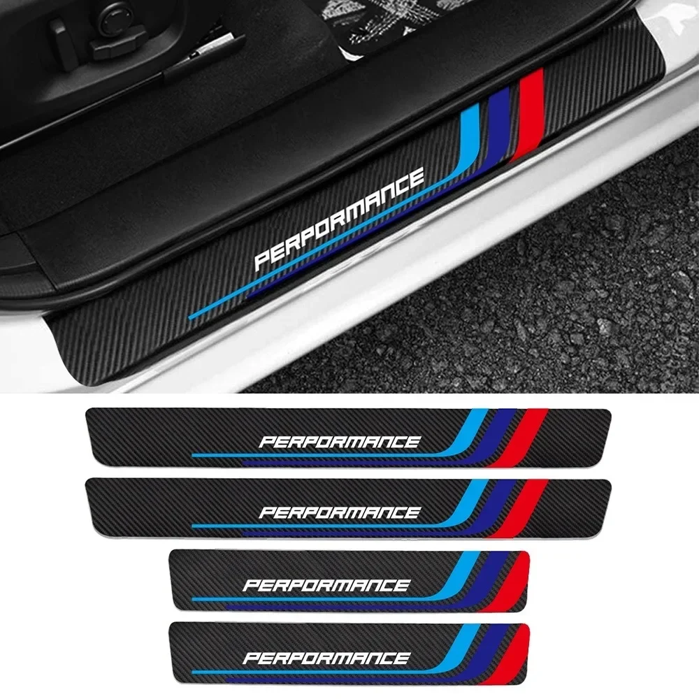 

4PCS BMW M Performance Carbon Fiber Car Threshold Protector Auto Door Sill Cover Sticker For BMW E30 E36 E39 E46 E60 E90 F10 F30