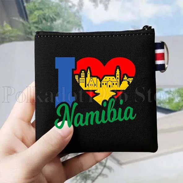 ناميبيا خريطة البلد العلم فتاة ناميبيا أفريقيا لطيف الهدايا قماش محفظة نسائية للعملات المعدنية حقيبة مفتاح أحمر الشفاه السفر تخزين حافظة للبطاقات حقيبة المحفظة
