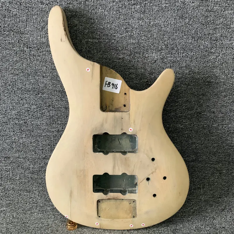 

FB916 Wood Damaged Cracks Fixed Bridges Active Pickups Jazz Bass Body Unfinished for Electric Bass Replace and DIY Right HAND