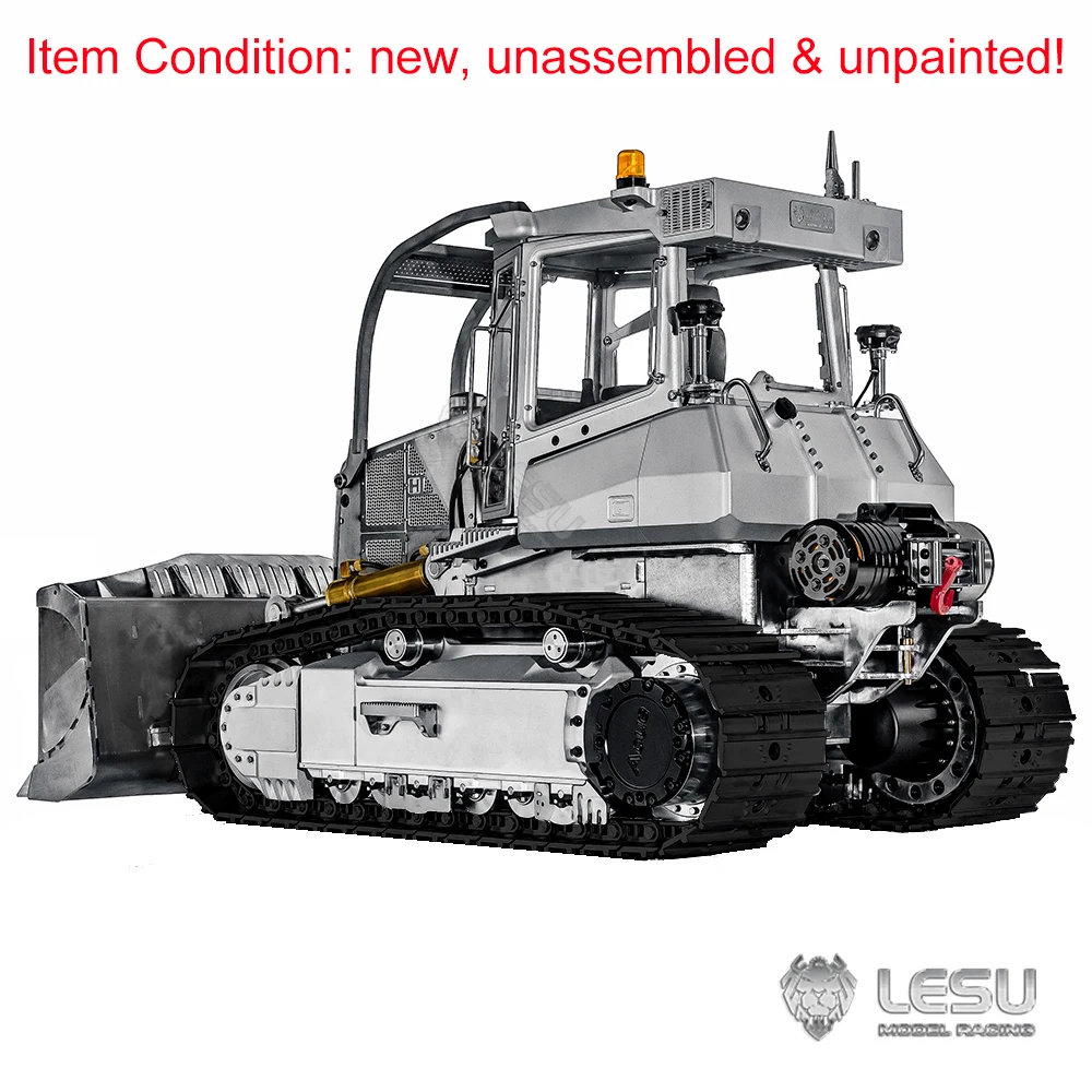 LESU Aoue 850K 1/14 RC Metal Hydraulic Bulldozer Black Tracks Construction Truck Dozer Light System Unpainted Kits Model TH22775