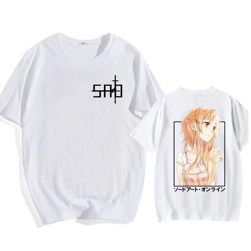 2026 New Man Woman Loose Casual Short Sleeve T-shirt Anime Sword Art Online Kirito and Asuna Couple Graphic Streetwear Trend Top