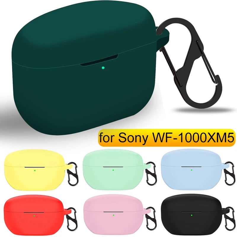 For Sony WF-1000XM5 Soft Silicone Protective Case Cover Wireless Earbuds Anti-Lost Shell with Keychain For Sony WF-1000XM5