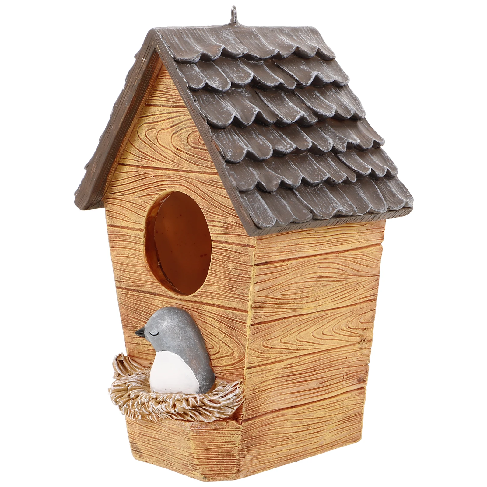 

Resin House Decorative Outdoor Hanging Nest For Garden Park Bird Shelter Durable Weather Resistant Small Nesting Box Cozy Garden