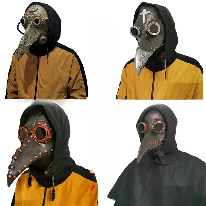 Az15Halloween Beak Punk Steam الأوروبي الأسود الموت طبيب الطاعون قناع اللاتكس تأثيري حلي