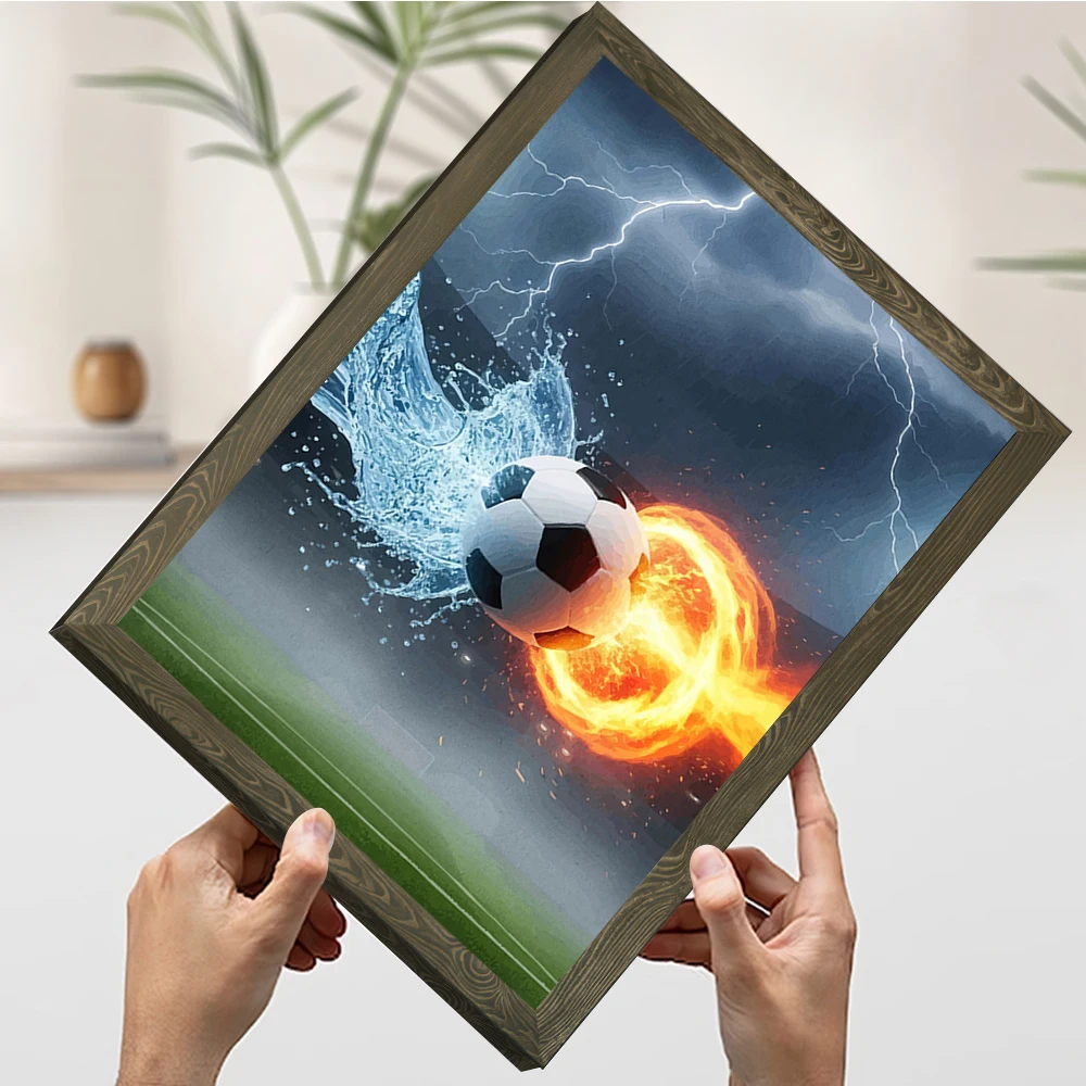 كرة القدم المياه والنار الطباعة المشارك تخصيص صور الرسم على لوحات القماش الجدارية للديكور المنزل غرفة ديكور فاخر