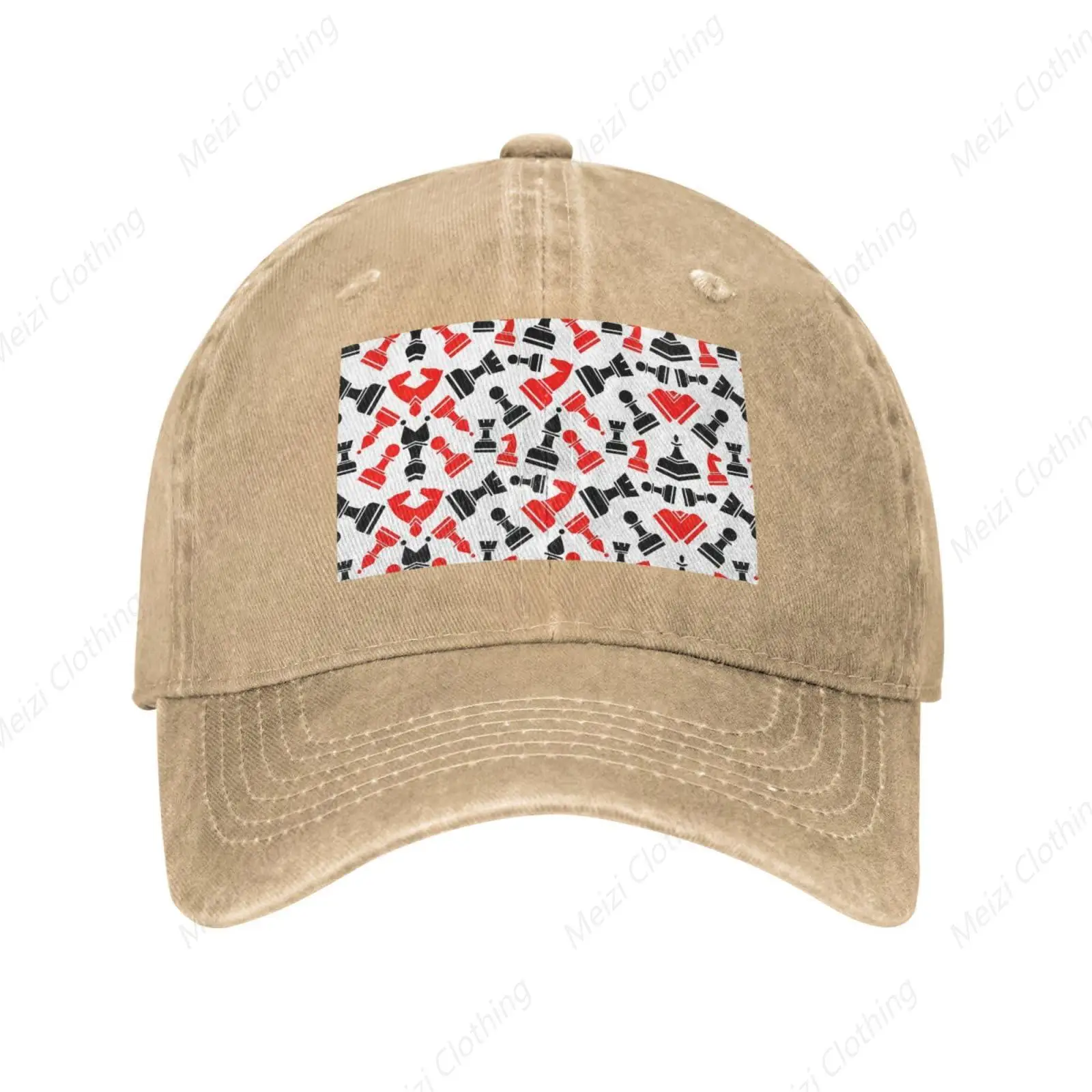 

Fun Chess Pattern Printed Classic Adjustable Baseball Hat Men's and Women's Casual Hat Truck Sports Hat Dark Grey