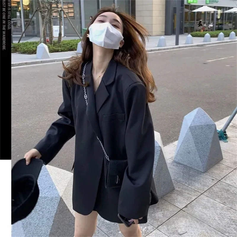 2026 Black Suit Jacket For Women New Korean Version High-End Loose Casual Silhouette Versatile For Spring And Autumn Suits