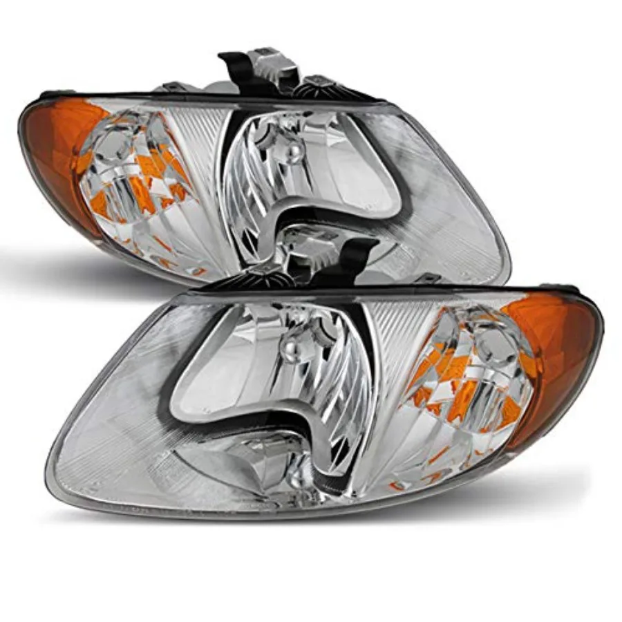 

OE Replacement Chrome Bezel Headlights for Chrysler Town Country Driver and Passenger Side Head Lamps Pair with Modern Design a