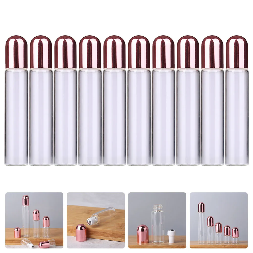 

10Pcs Glass Roller Bottles Essential Oil Dispenser Leak Proof Clear Refillable Small Perfume Container Travel Size