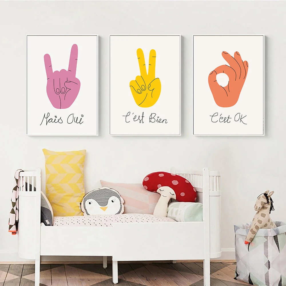 Nordic Prints Vintage Figure Painting Gesture Handy Poster Funny Wall Canvas Painting Decor Pictures For Living Room Unframed