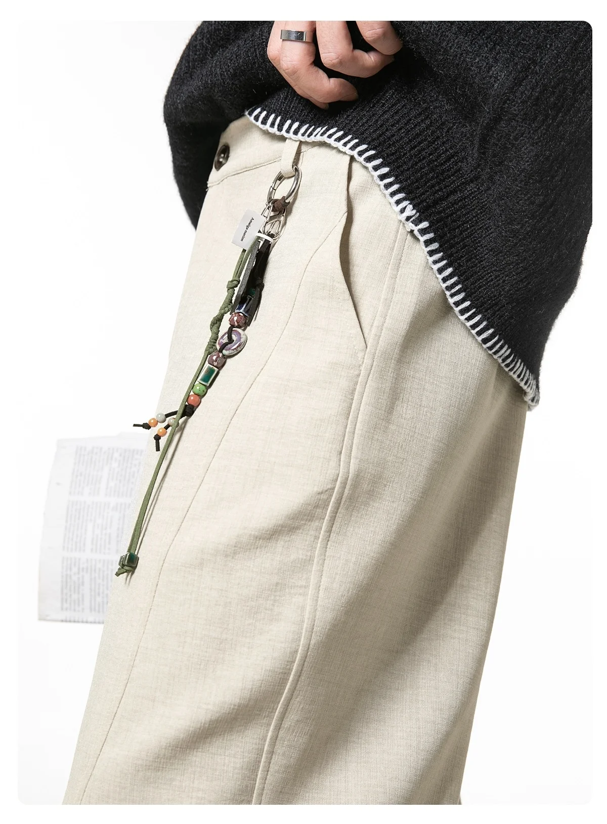 Textured Pleated Men's Retro Linen-Look Casual Pants Soft Breathable Straight-Leg Trousers