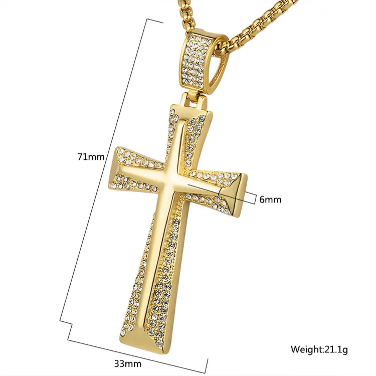 Marlary Men's H ip Hop Jewelry Rhinestone Iced Out Jesus Big Cross Pendant moissanite pendant cross men's moissanite necklace