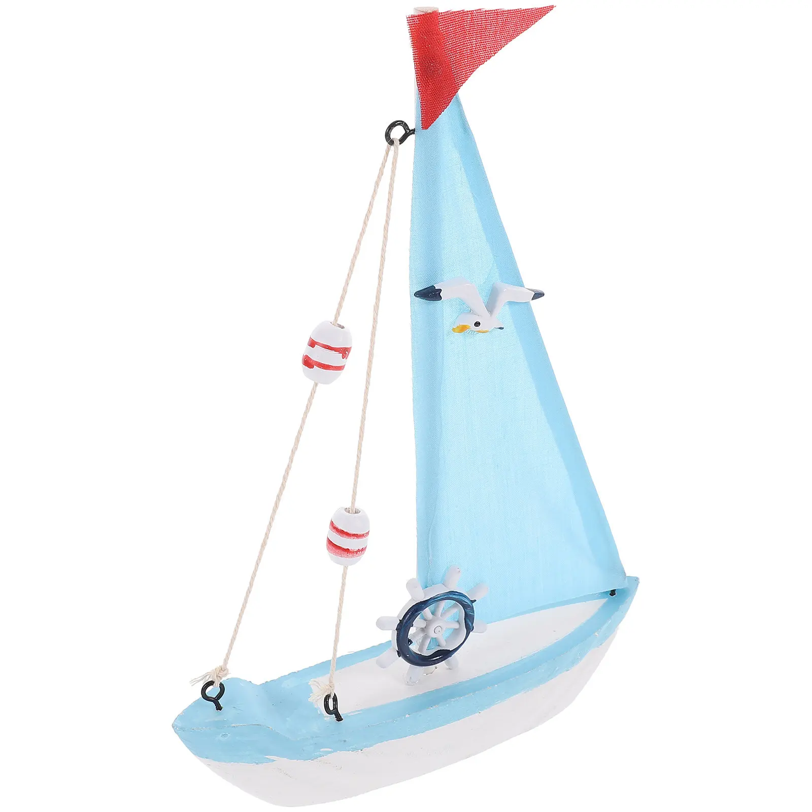 

Wooden Sailboat Rustic Sailing Ship Decoration Home Office Bedroom Mediterranean Style Nautical Boat Ornament Desktop Table