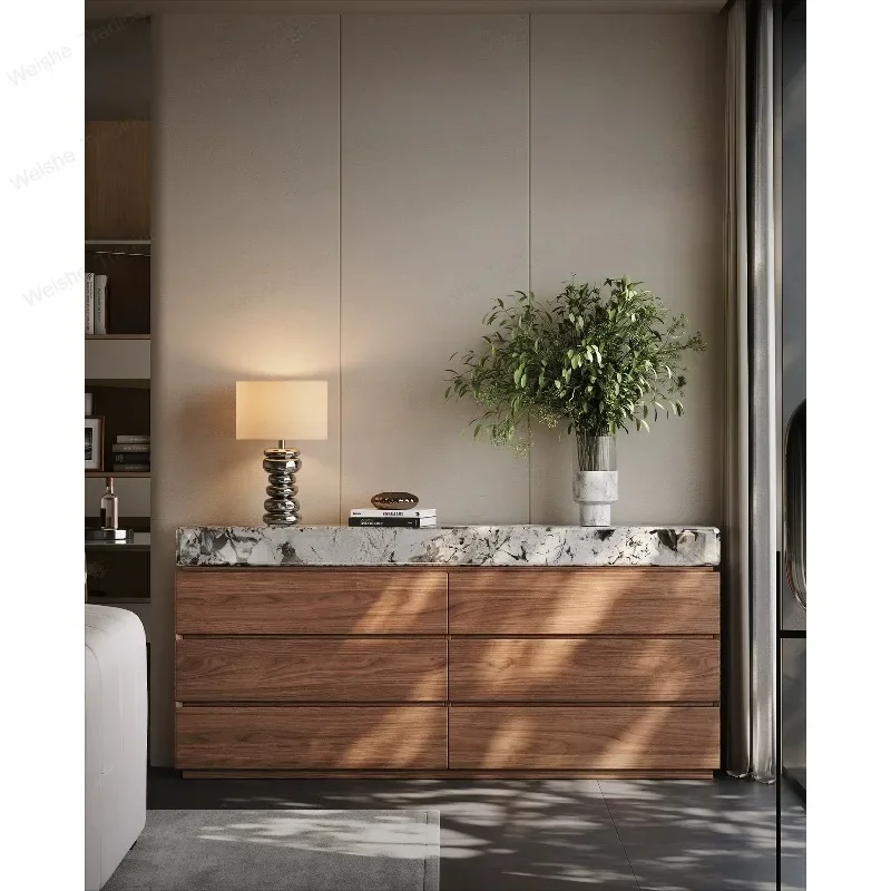 Italian minimalist six-chest cabinet bedroom living room household snow-capped mountain flying fox luxury stone storage high-end