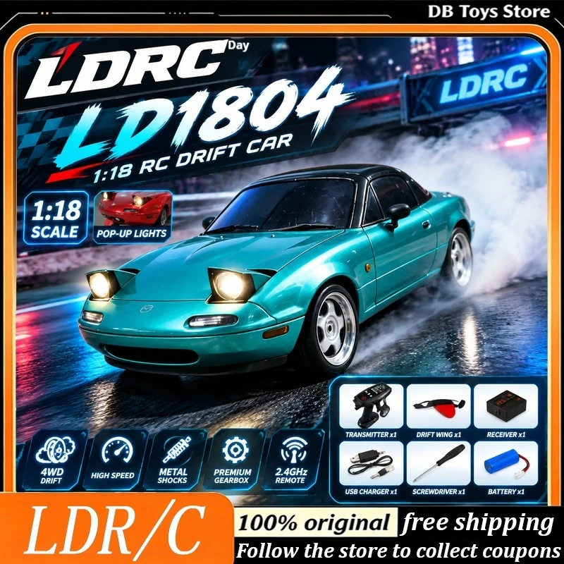LDR/C LD1804 1/18 RC Drift Car Licensed Mazda MX5 RWD with Gyroscope Flip LED Light RTR Remote Control Racing Car Boys Hobbygift