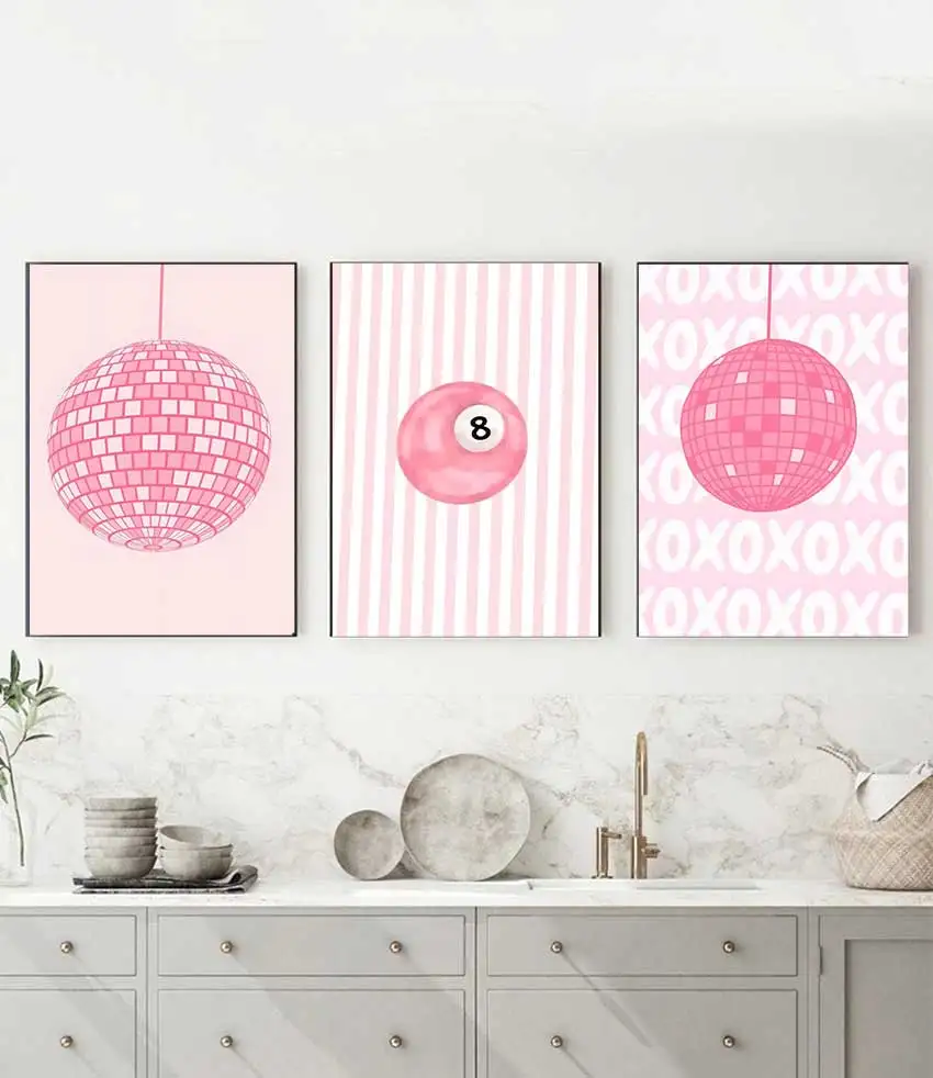 Painting Calligraphy Wall Art HD Canvas Oil Painting Posters Prints Home Bedroom Decor Gift Pink Lucky Billiard Ball 8 Pattern