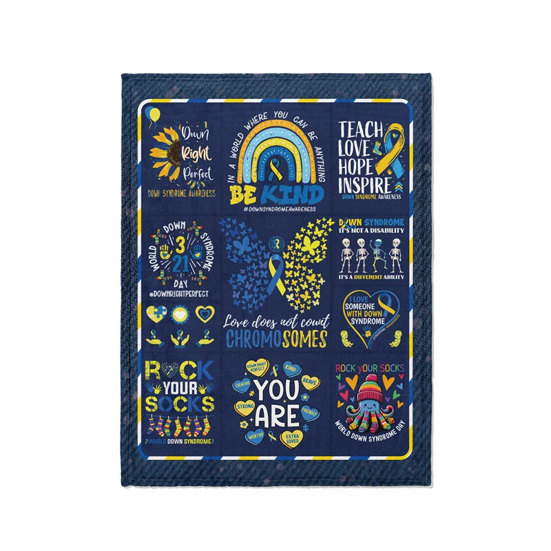 Aertemisi Down Syndrome Awareness Trisomy 21 Support Pet Blanket for Small Medium Large Dog Cat Puppy Kitten Couch Sofa