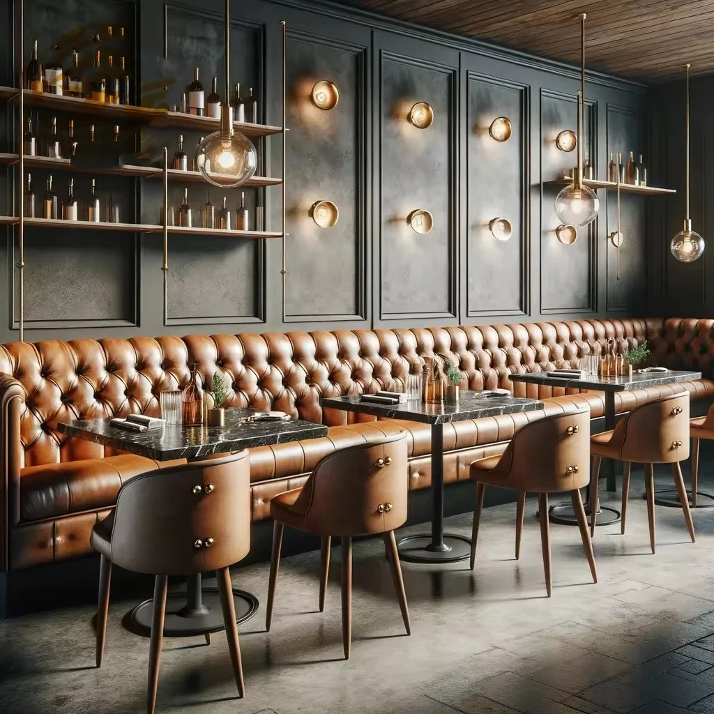 

hit productIndustrial Style bar Retro Sofa Dinner Booth Lounge Couch Restaurant Bench Dining Table Set 4 Chairs for Restaurant