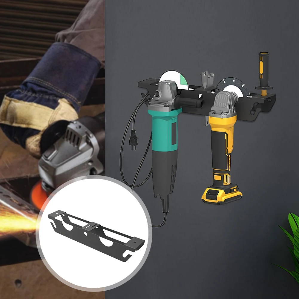 

2 Bay Angle Grinder Rack with Cord Hanger Angle Grinder Holder Polisher Power Tool Rack for Cutters Polishers Workspace